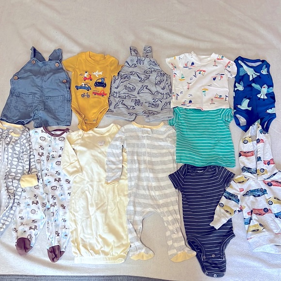 Carter's Other - Carter baby boy 3 month clothing summer lot bundle onesies shirts 12 items